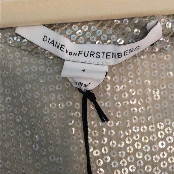 DIANE VON FURSTENBERG GREYISH TAUPE SEQUINED DRESS - Picture 8 of 8